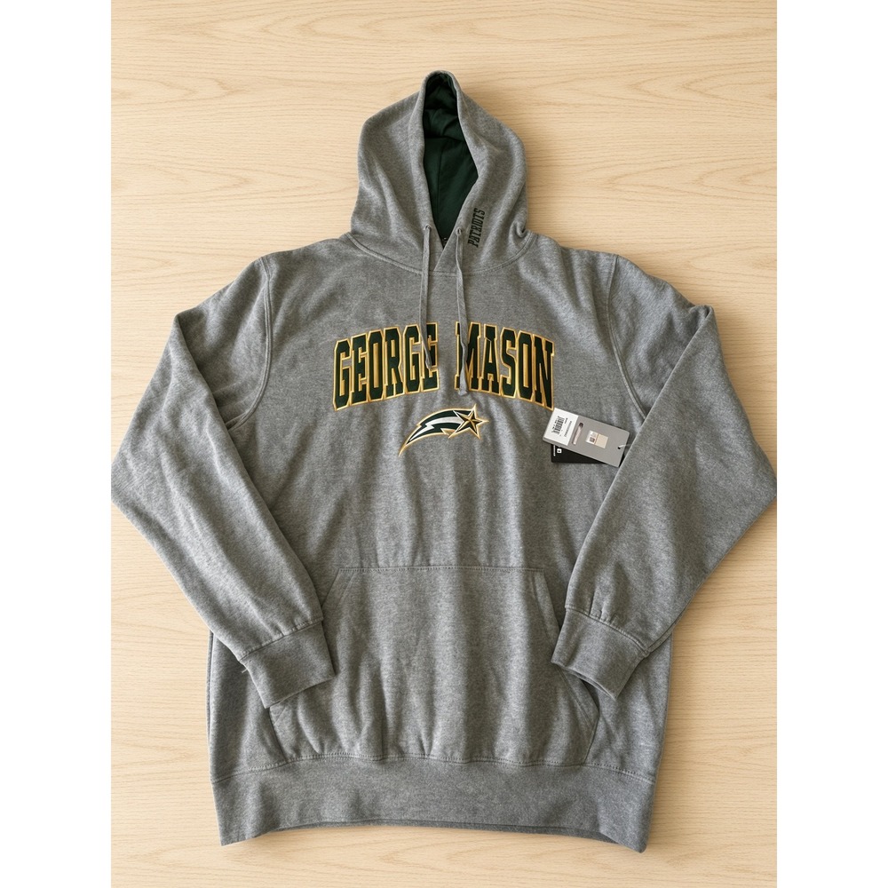 Colosseum George Mason Patriots Hoodie Gray Embroidered Sweatshirt Mens L NEW